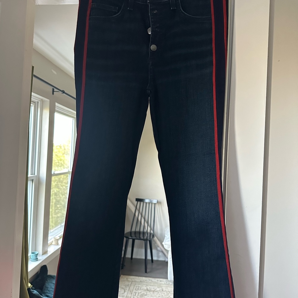 NWT Veronica Beard Blue Jeans with Red Stripe 10” Baby Boot- 29